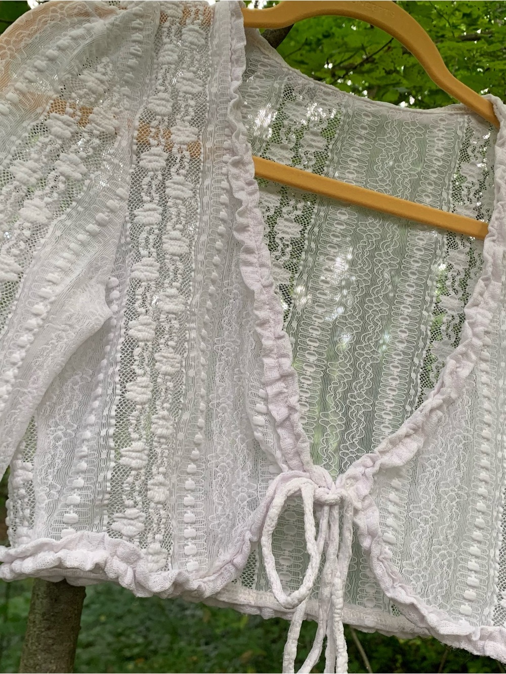 White Lace Tie-Front Sheer Cover-Up - Women Intimates & Sleepwear